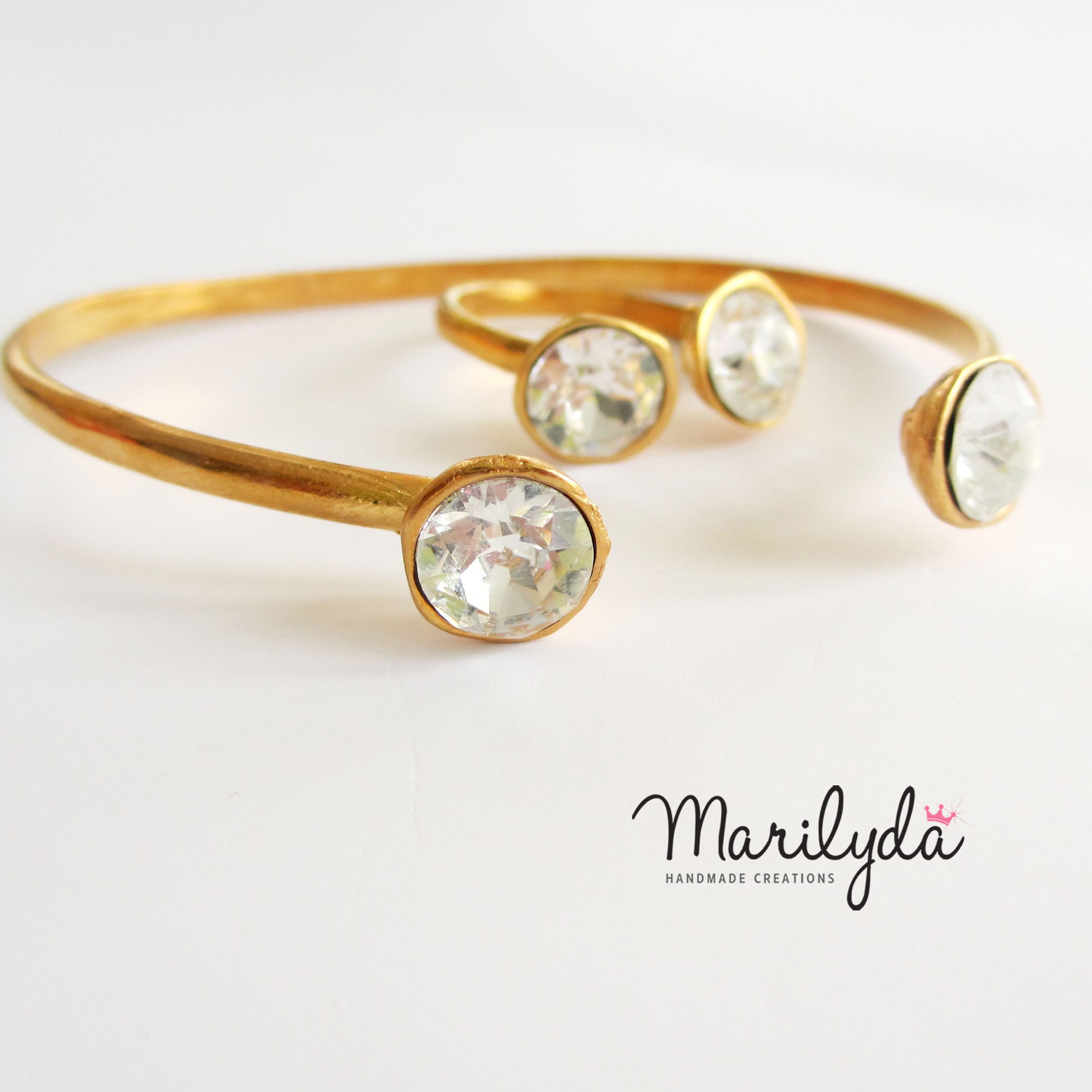 Βραχιόλι επίχρυσο swarovski crystal white