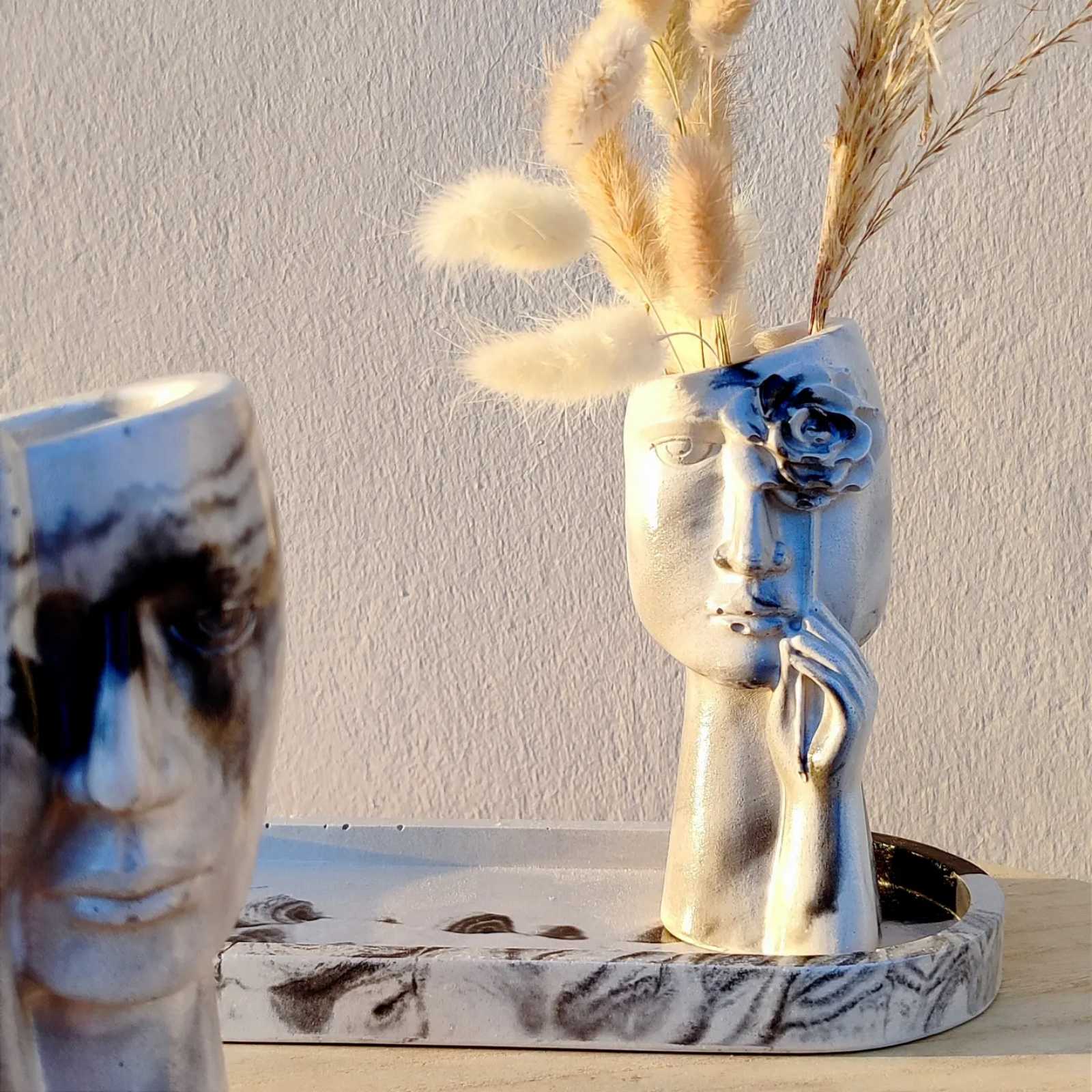 Βαζάκια με σχέδιο προσώπου Marble
