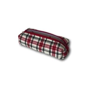 Ecru-red tartan pencil case