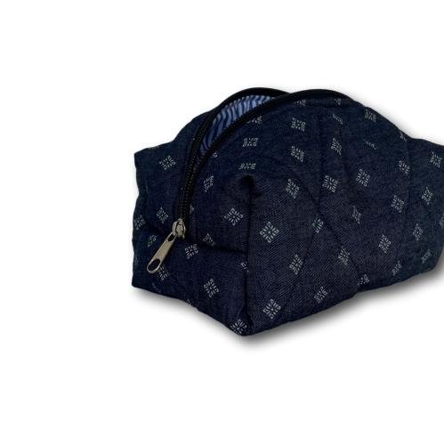 Blue rhombus mini makeup bag