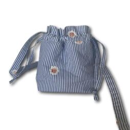 Blue-white drawstring bag