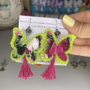 Κρεμαστά σκουλαρίκια πεταλούδα vibrant roses