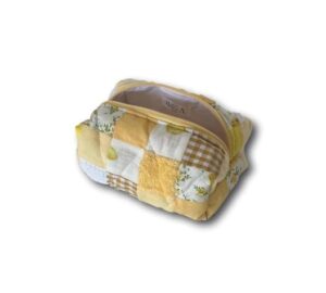 Yellow patchwork mini makeup bag