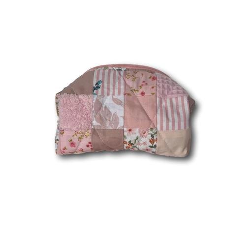 Pink patchwork mini makeup bag