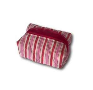 Red-pink stripes mini makeup bag