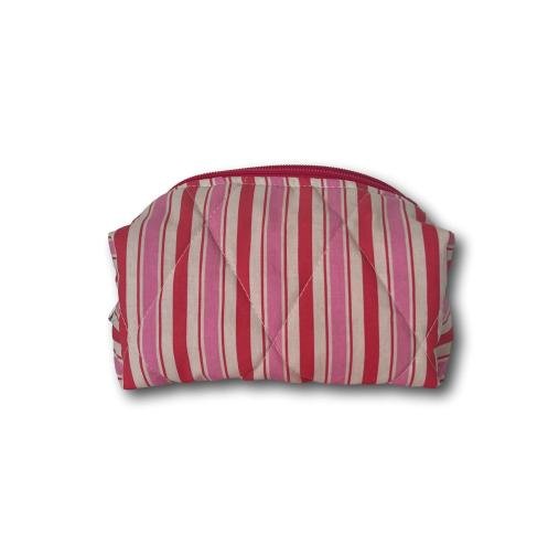 Red-pink stripes mini makeup bag