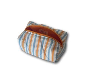Light blue-orange stripes mini makeup bag