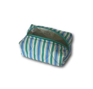Blue-green stripes mini makeup bag