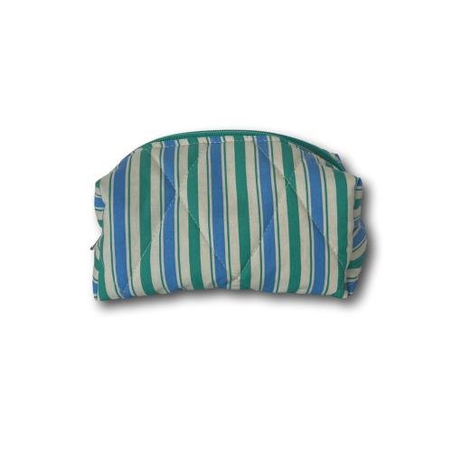 Blue-green stripes mini makeup bag