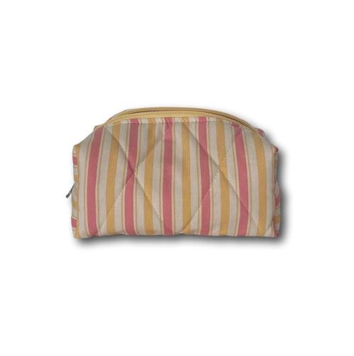 Yellow-pink stripes mini makeup bag