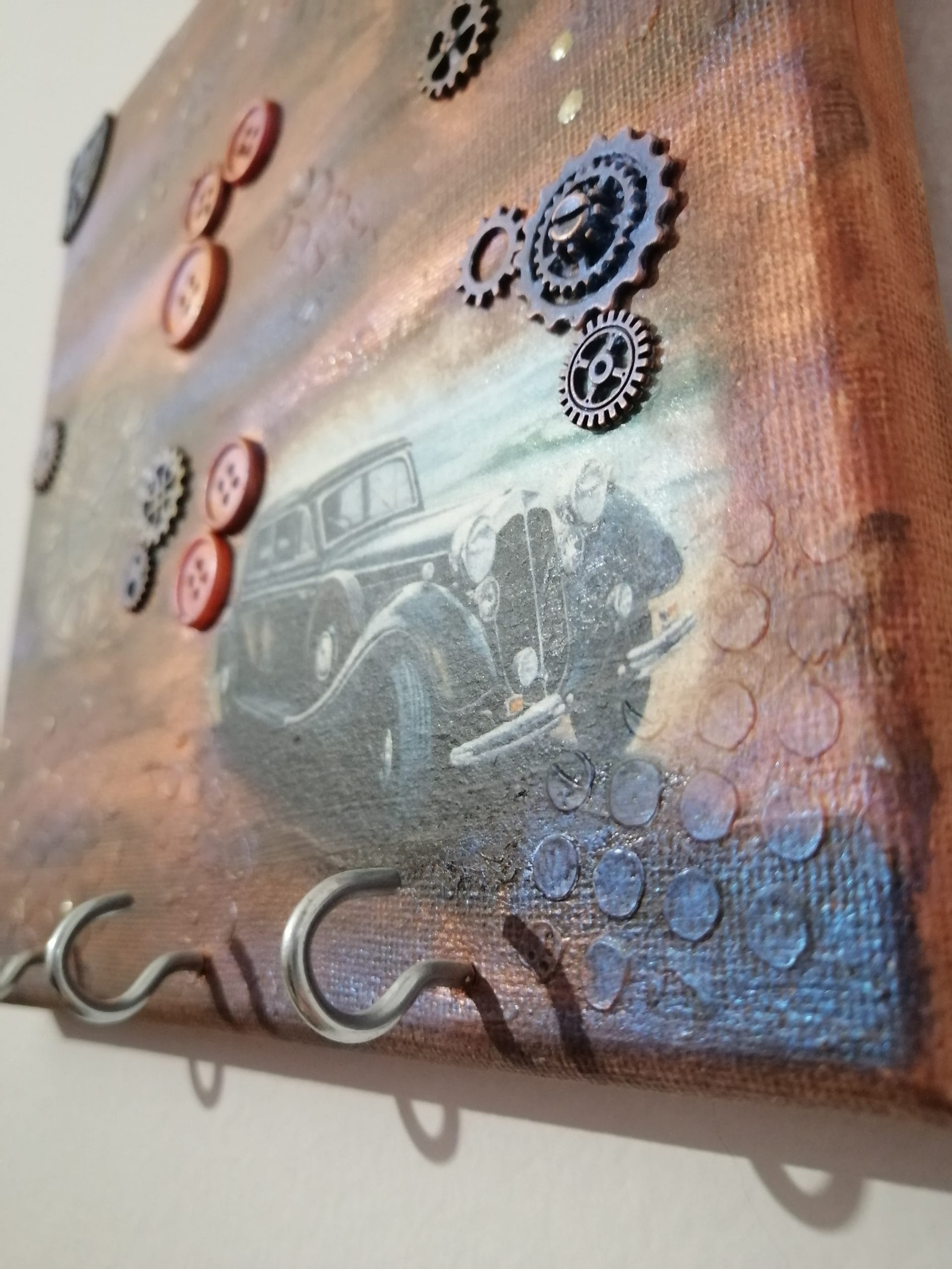 Κλειδοθηκη πίνακας καμβάς steampunk