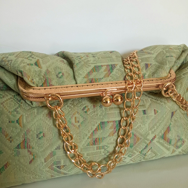 Xειροποίητη τσάντα clutch ώμου ή χιαστί από ύφασμα σε στυλ vintage