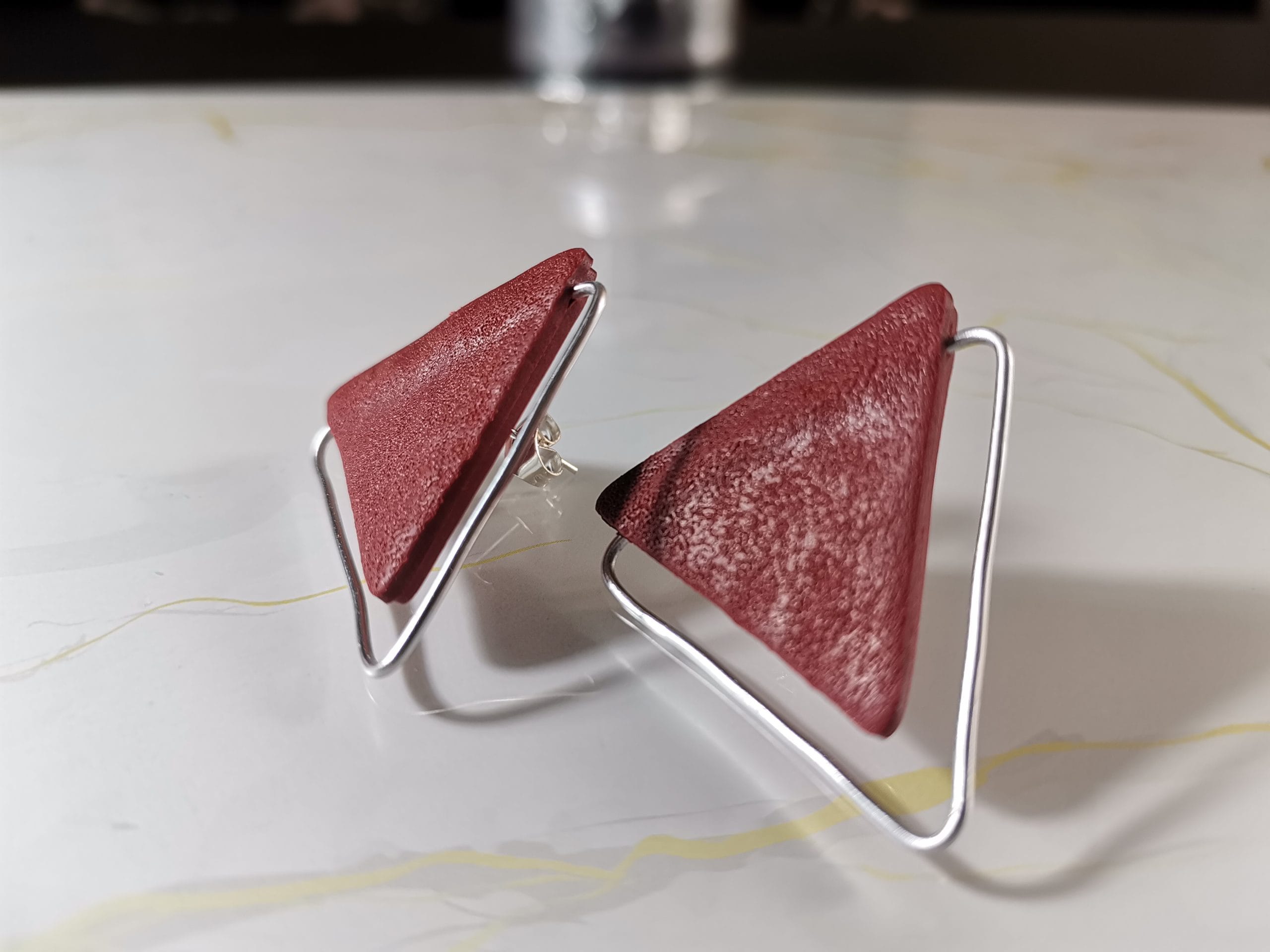 Handmade σκουλαρίκια “triangle” κεραμιδί