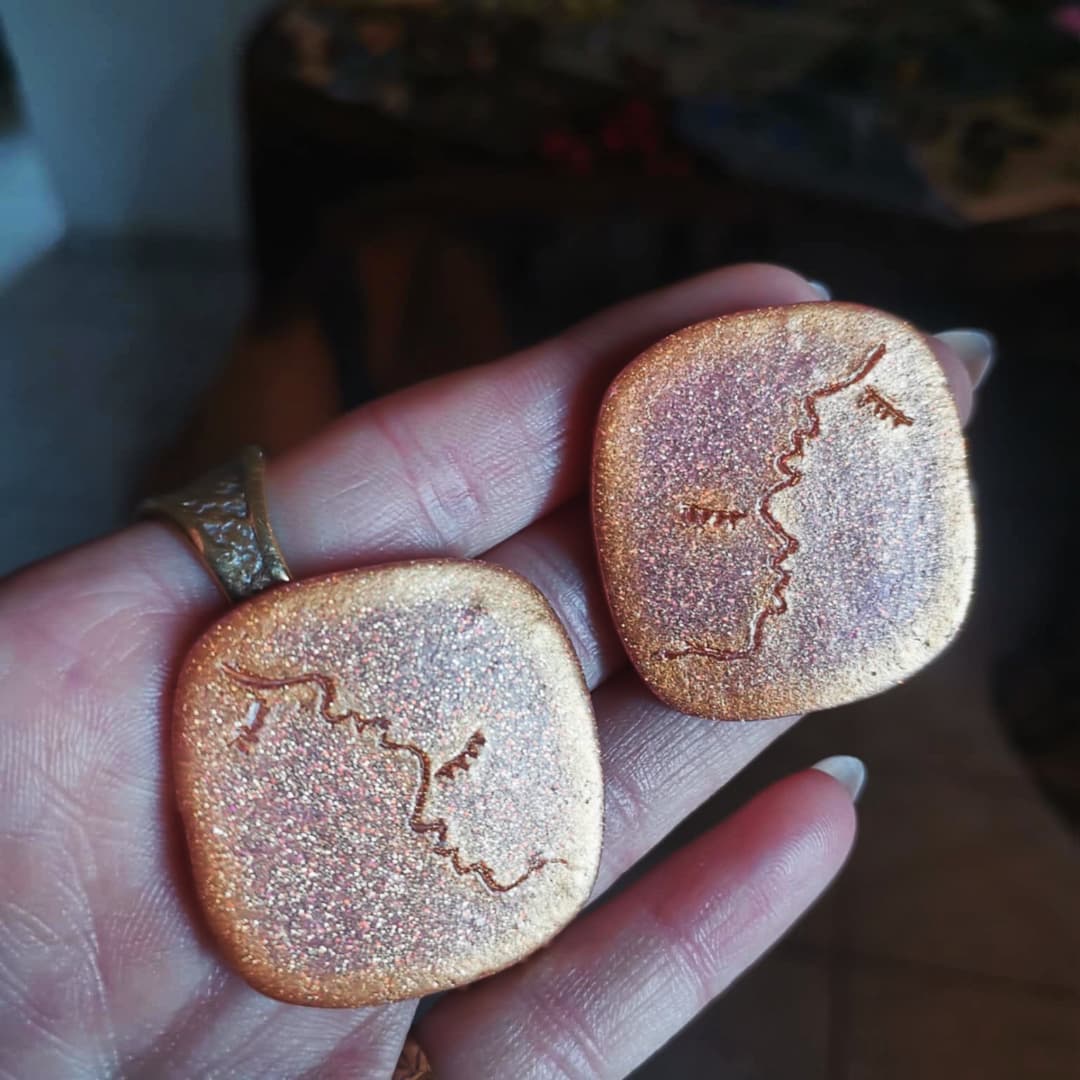 Handmade σκουλαρίκια "LOVERS" ροζ χρυσό