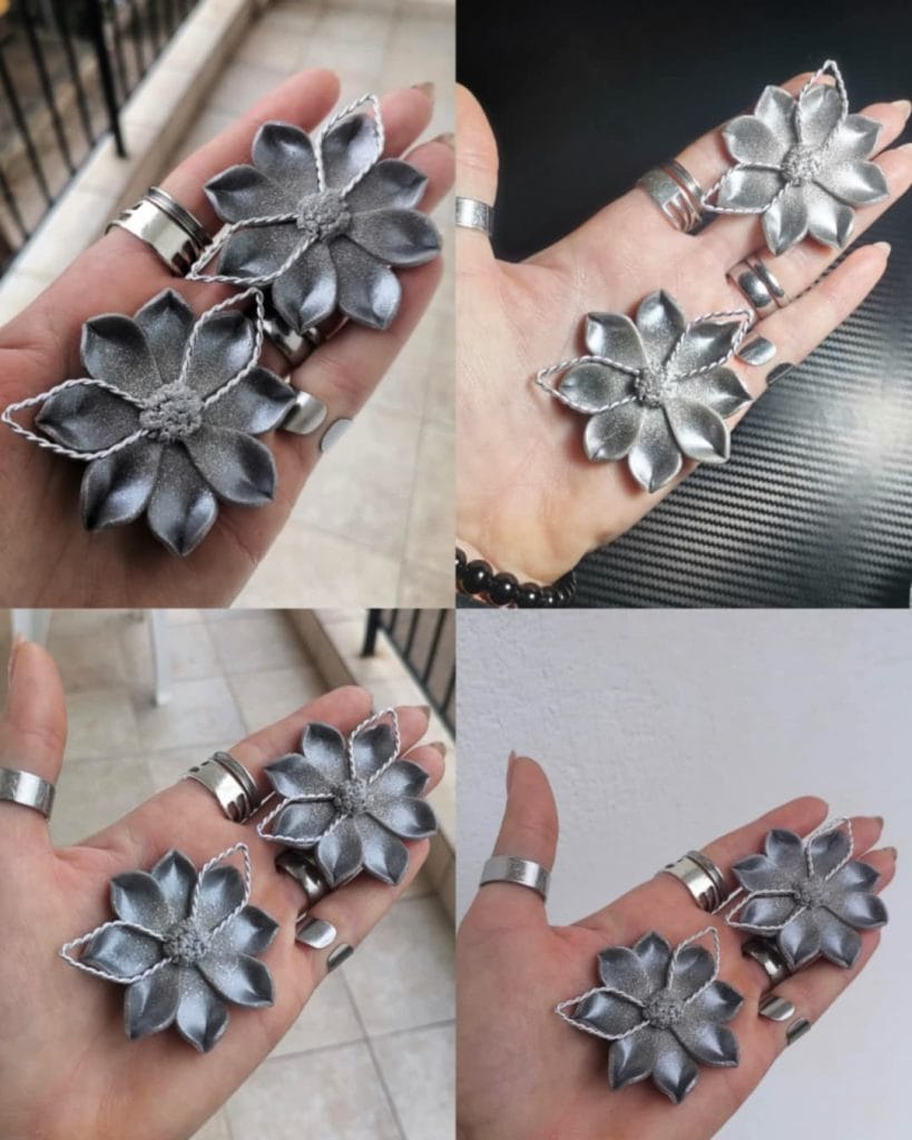 Handmade σκουλαρίκια "silver leaf" ασημί