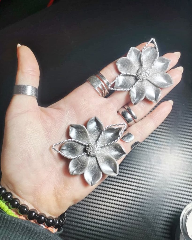 Handmade σκουλαρίκια "silver leaf" ασημί