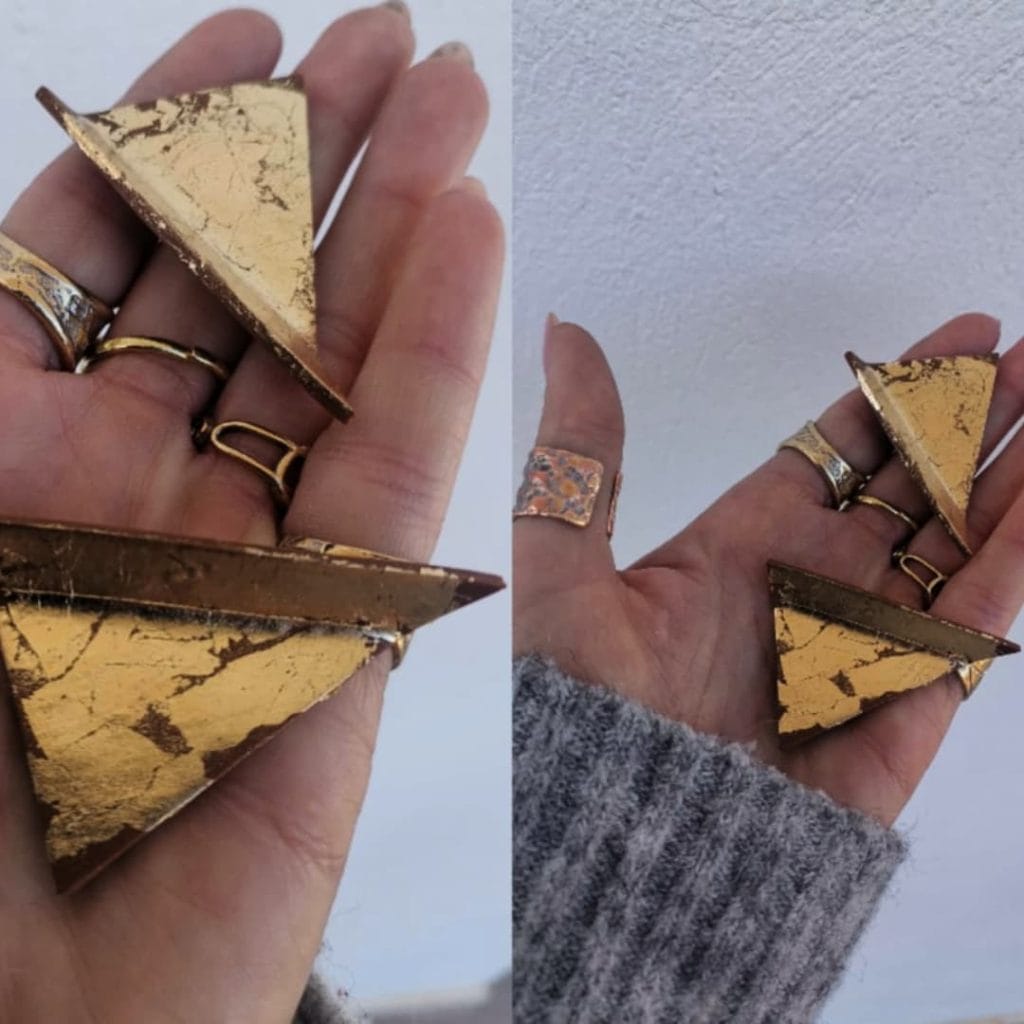 Handmade σκουλαρίκια "gold shuttle" καφέ χρυσό