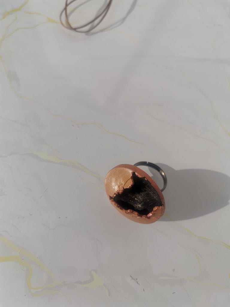 Handmade δαχτυλίδι "Cracked" μαύρο, καφέ, ροζ χρυσό