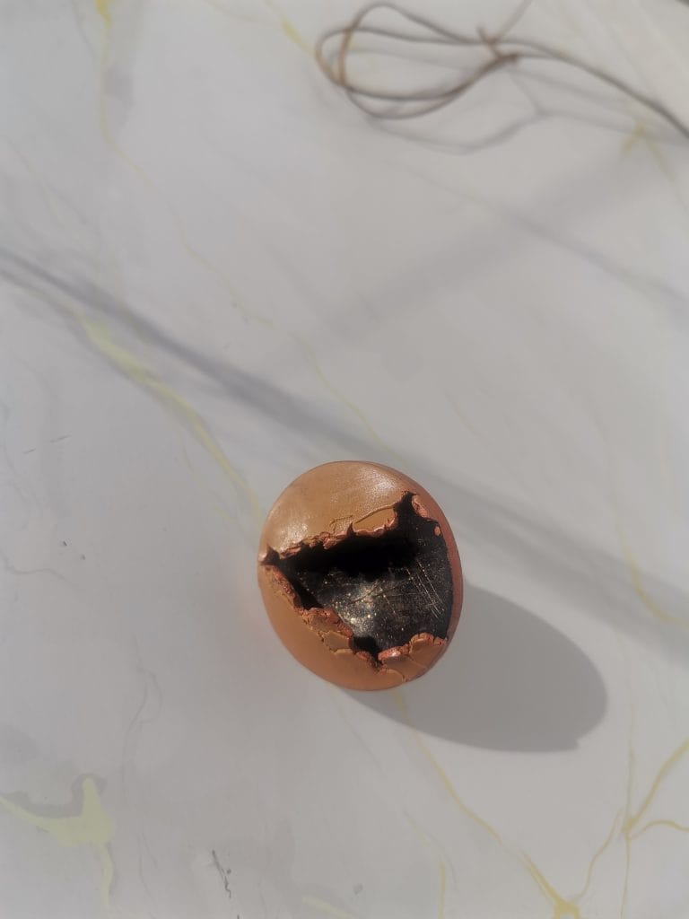 Handmade δαχτυλίδι "Cracked" μαύρο, καφέ, ροζ χρυσό