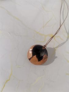 Handmade κολιε “Cracked” μαύρο, καφέ, ροζ χρυσό