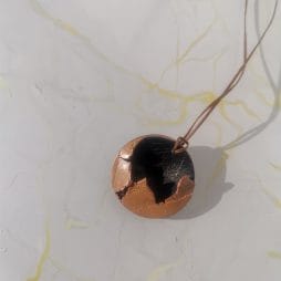 Handmade κολιε "Cracked" μαύρο, καφέ, ροζ χρυσό