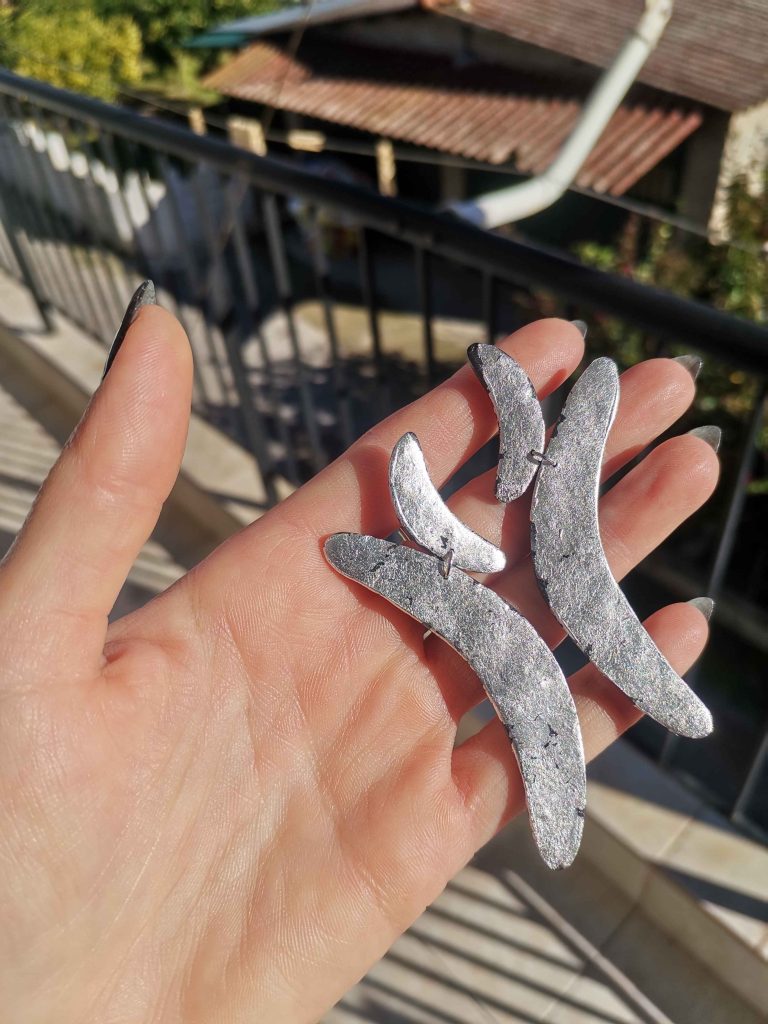 Handmade σκουλαρίκια "wings" ασημί, μαύρο