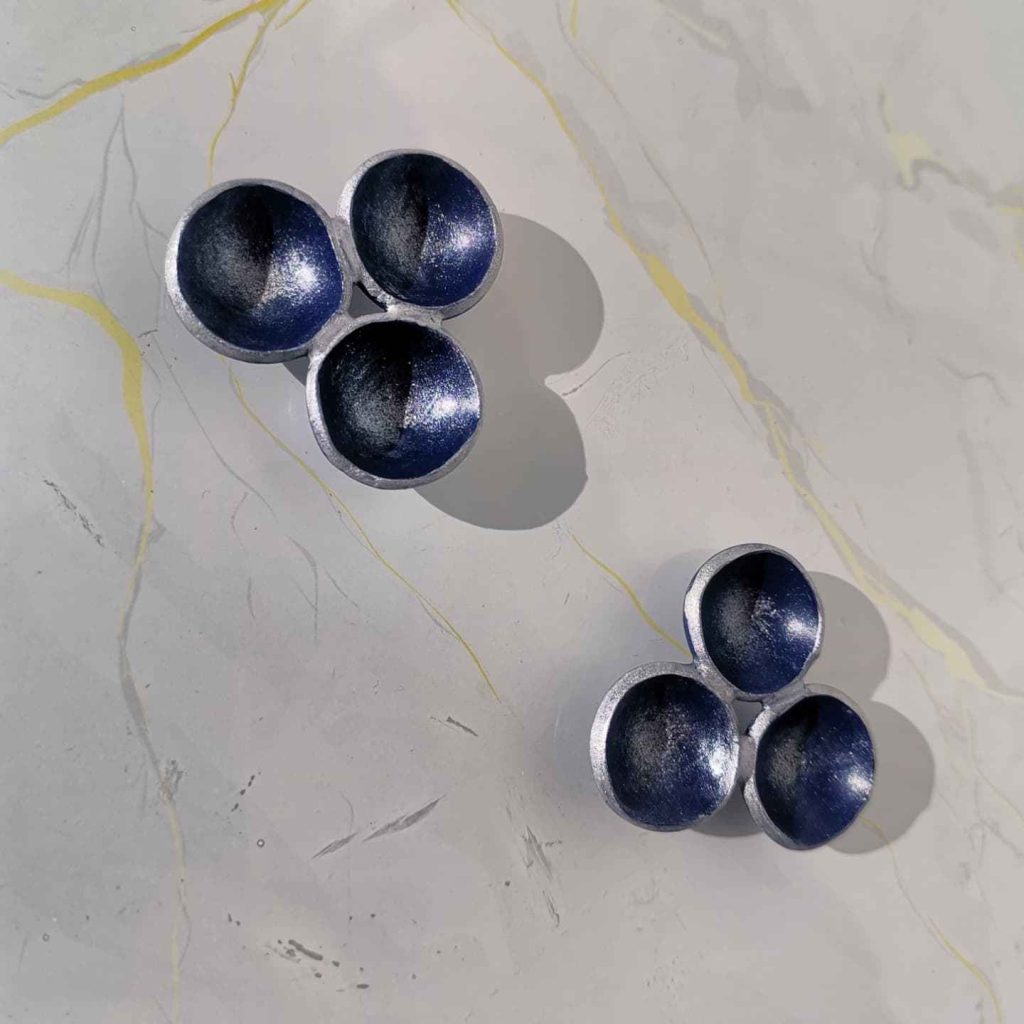 Handmade σκουλαρίκια "nest" μπλε, ασημί