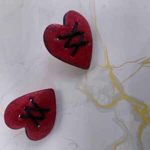 Handmade σκουλαρίκια “valentine” μπορντό, μαύρο