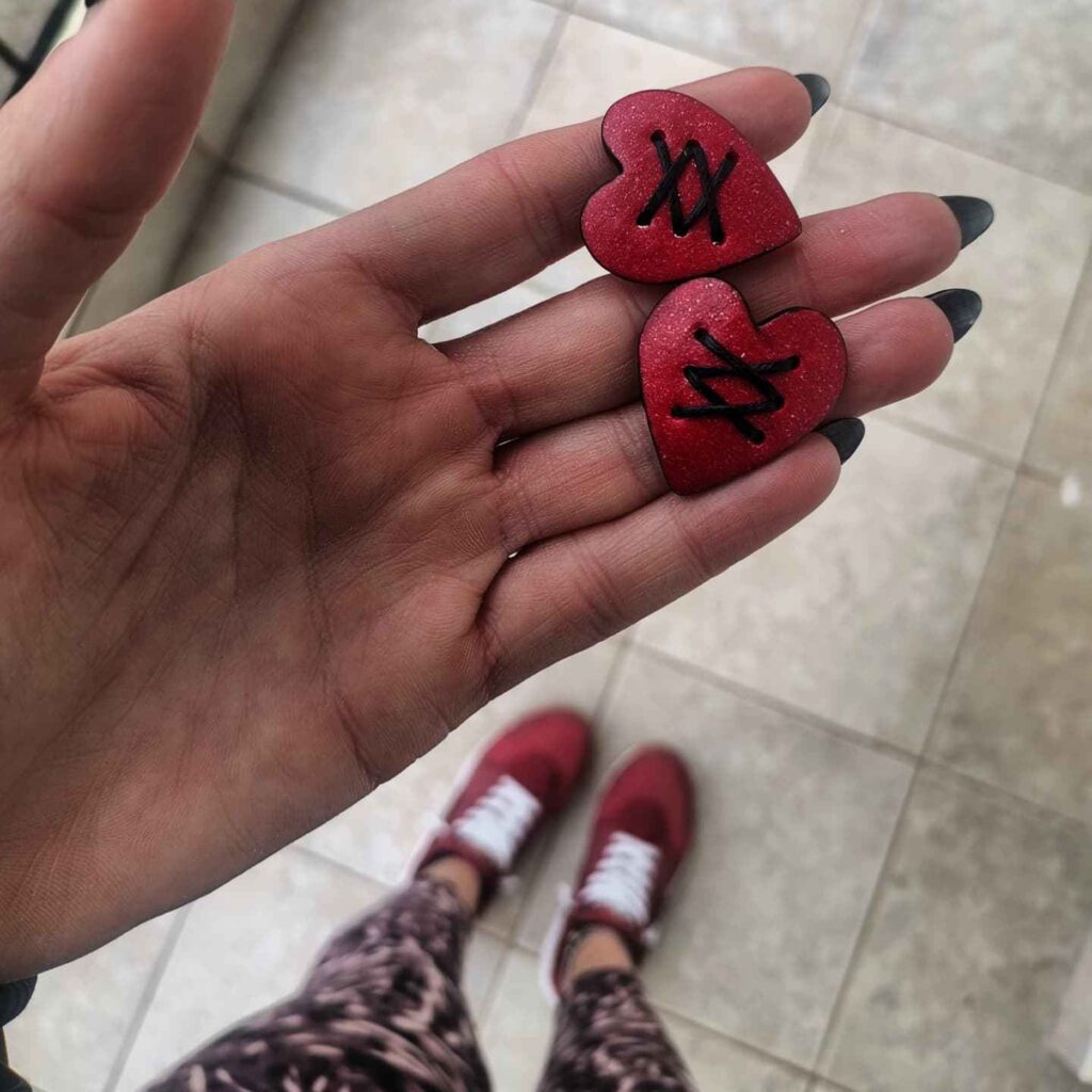 Handmade σκουλαρίκια "valentine" μπορντό, μαύρο