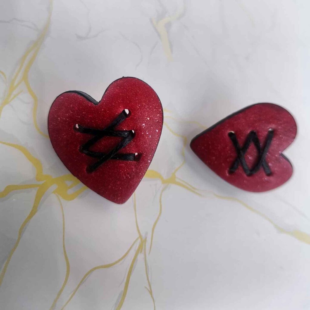 Handmade σκουλαρίκια "valentine" μπορντό, μαύρο