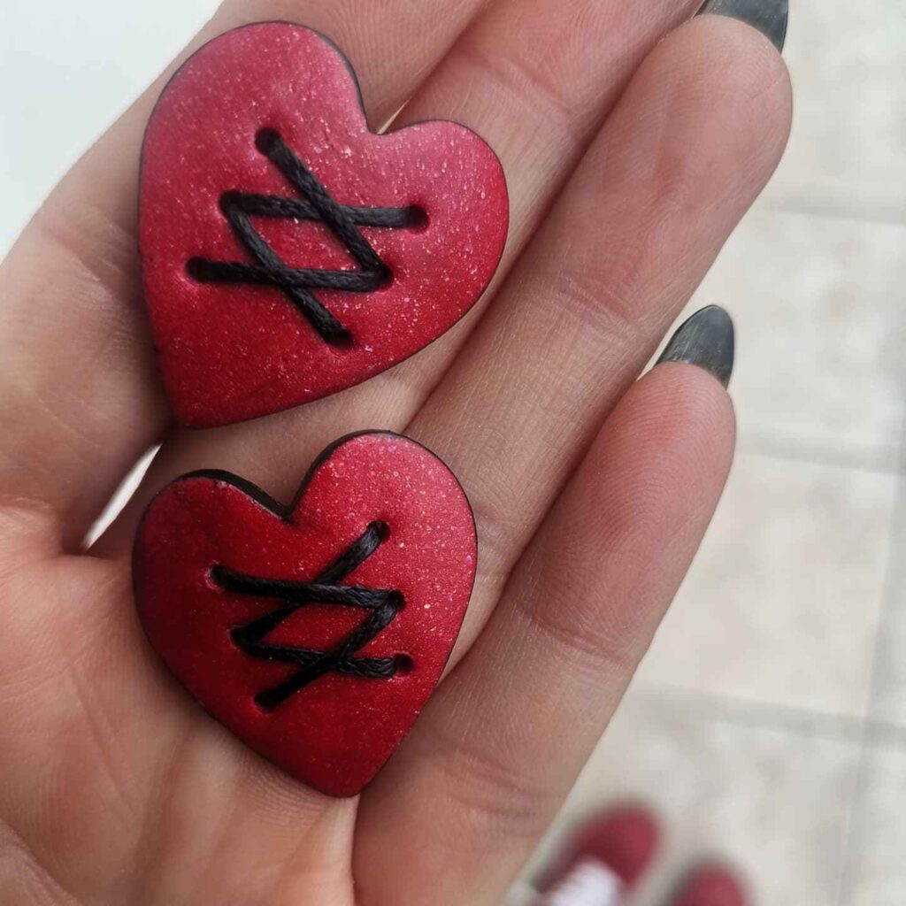 Handmade σκουλαρίκια "valentine" μπορντό, μαύρο