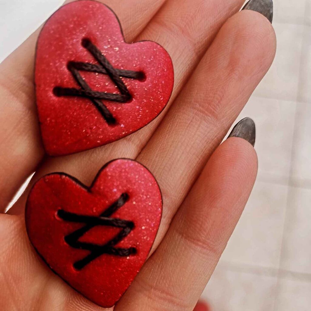 Handmade σκουλαρίκια "valentine" μπορντό, μαύρο