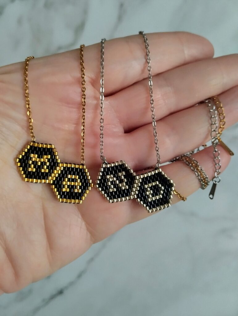 Ατσάλινο κολιέ διπλό μονόγραμμα miyuki