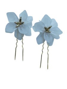 White Blossom Bridal Hairpins – Νυφικές Φουρκέτες με Λουλούδι