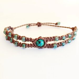 Βραχιόλι boho μακραμέ με χάντρες