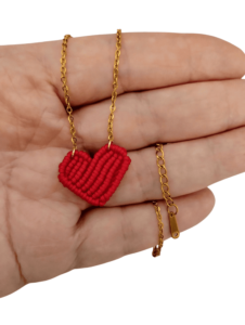 Ατσάλινο κολιέ καρδιά macrame 1