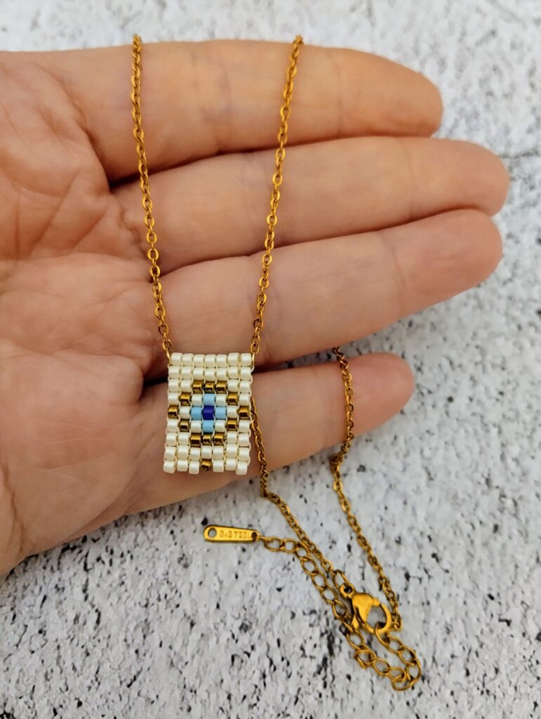 Ατσάλινο κολιέ ματάκι miyuki!!!!