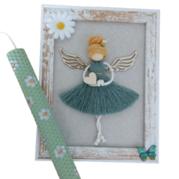 Λαμπάδα μελισσοκέρι με καδράκι Tinkerbell