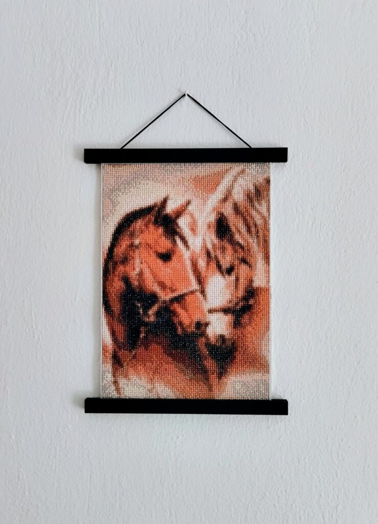 Diamond Painting χειροποίητος πίνακας με διαμαντάκια δύο άλογα