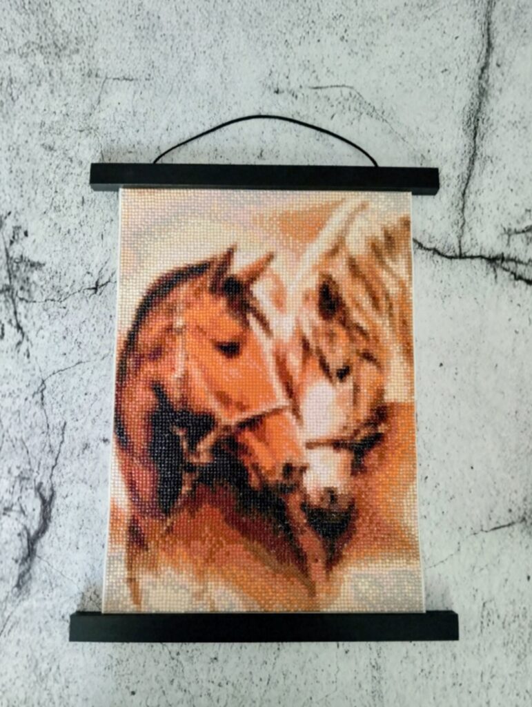 Diamond Painting χειροποίητος πίνακας με διαμαντάκια δύο άλογα