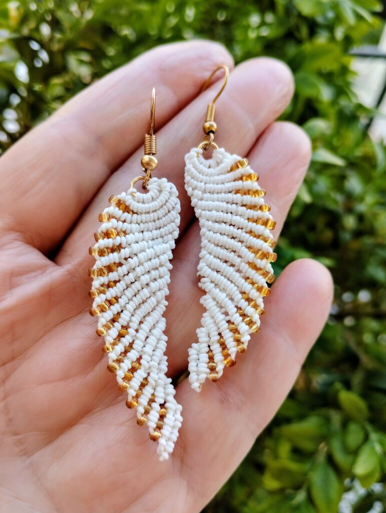 Χειροποίητα boho σκουλαρίκια micro macrame φτερά αγγέλου