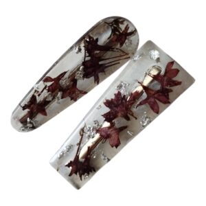 Hair clips με αποξηραμένα λουλούδια από υγρό γυαλί