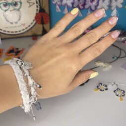 Υφασμάτινα βραχιόλια σετ white blossoms