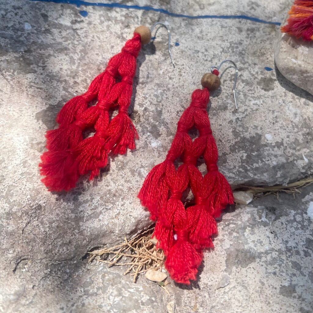 Χειροποίητα κρεμαστά σκουλαρίκια Boho Embroidery