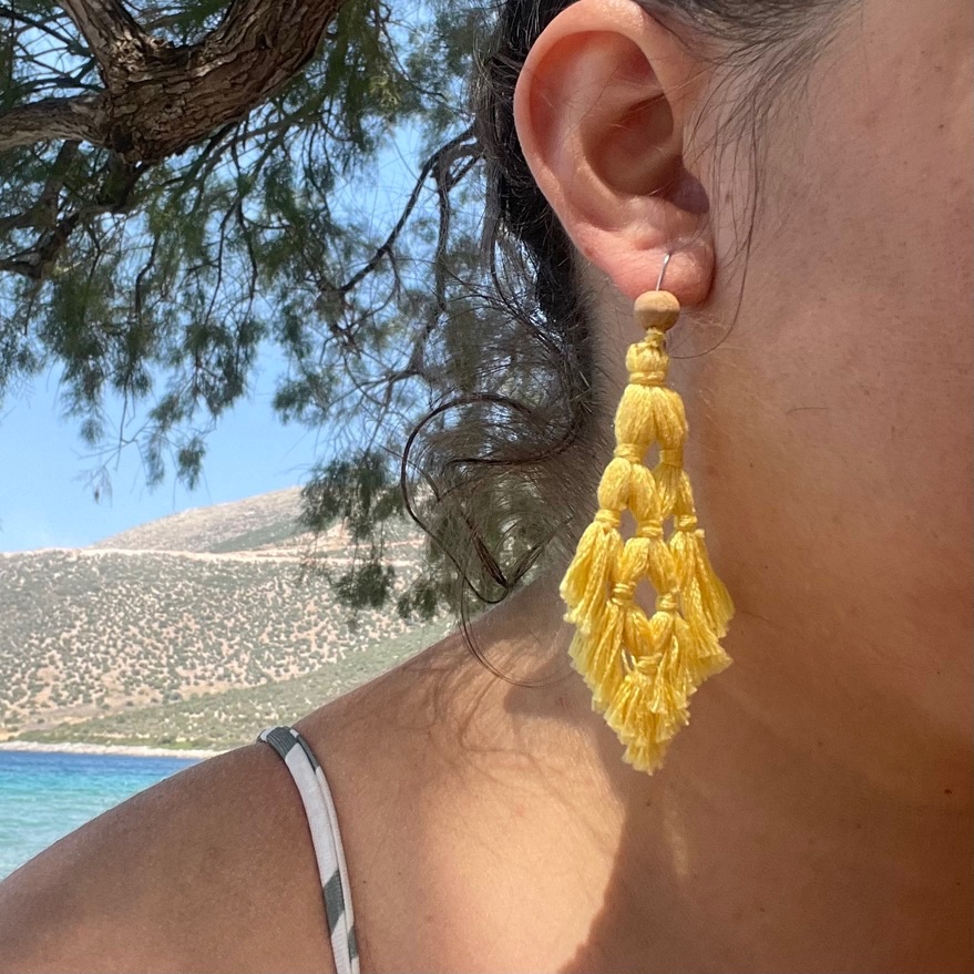 Χειροποίητα κρεμαστά σκουλαρίκια Boho Embroidery