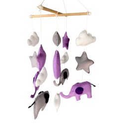 Purple Elephant Sky Mobile – Χειροποίητο Mobile