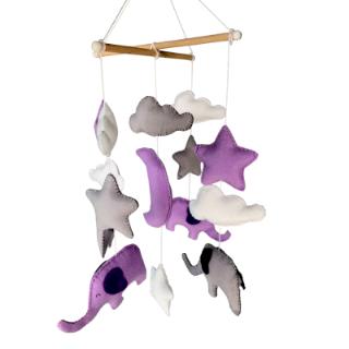 Purple Elephant Sky Mobile – Χειροποίητο Mobile