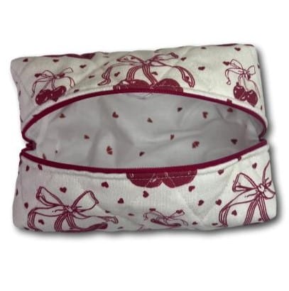 Cherry bows - hearts beauty bag