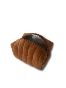 Light brown velvet-garland beauty bag