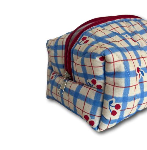 Cheery gingham beauty bag
